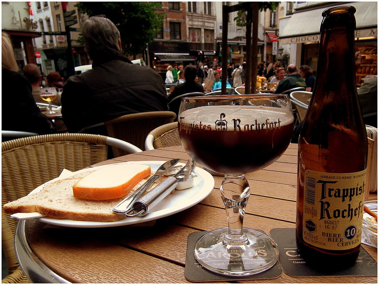 Glasses of Belgian beer in a Bruges café