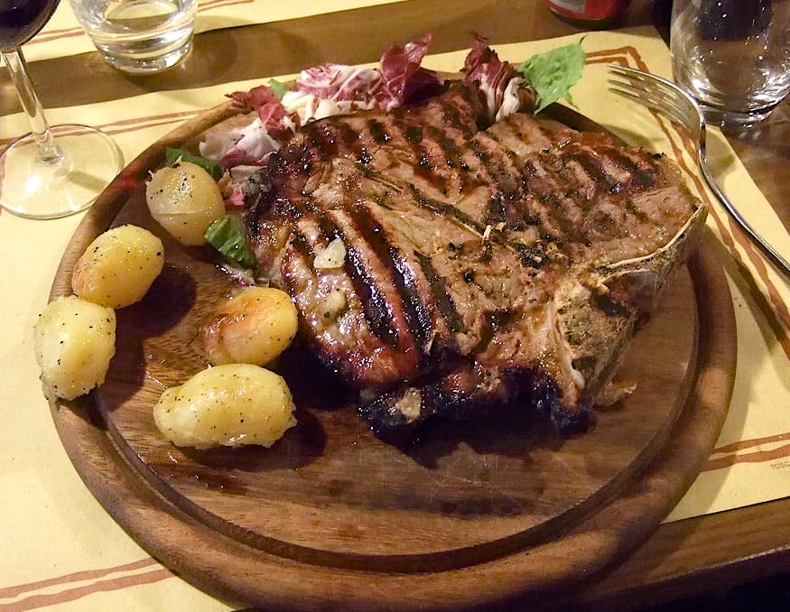 Bistecca alla Fiorentina, a grilled Florentine T-bone steak