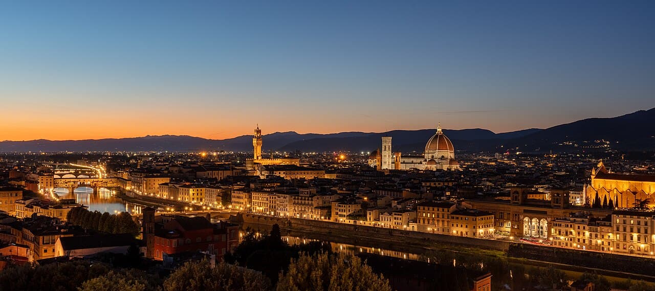View of Florence from Piazzale Michelangelo at sunset