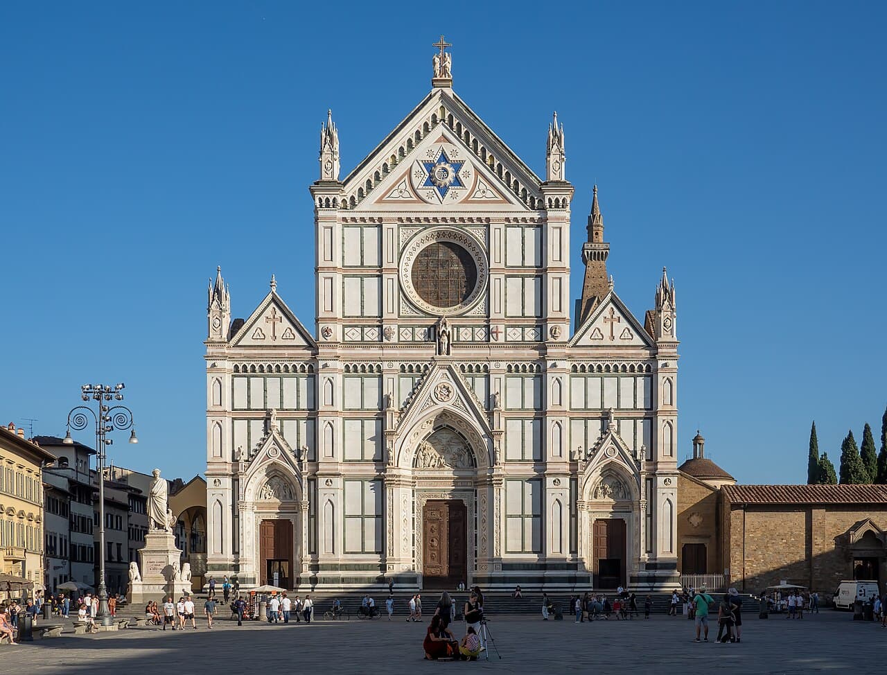 The marble facade of the Basilica di Santa Croce, Florence