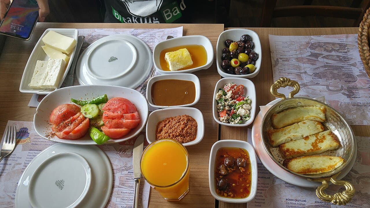 A spread of Turkish breakfast, Istanbul