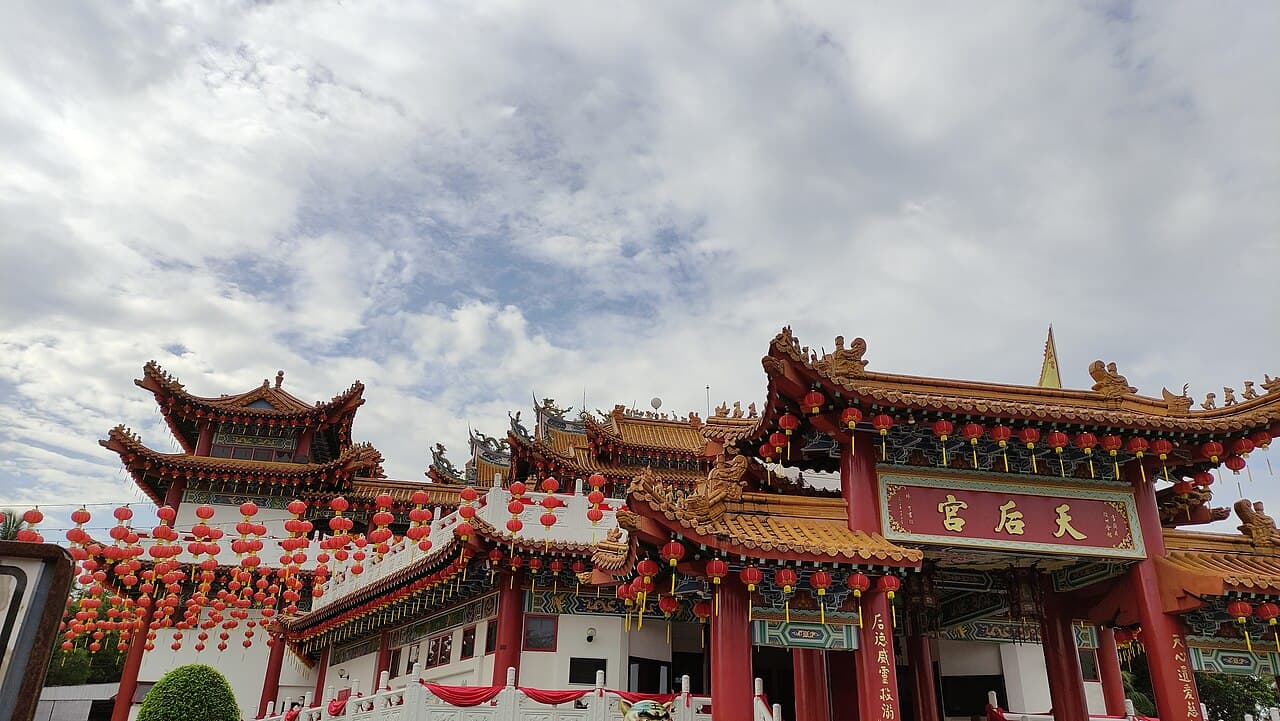 Thean Hou Temple with red lanterns, Kuala Lumpur