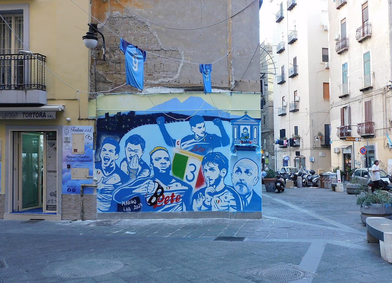 The Maradona mural in the Quartieri Spagnoli, Naples