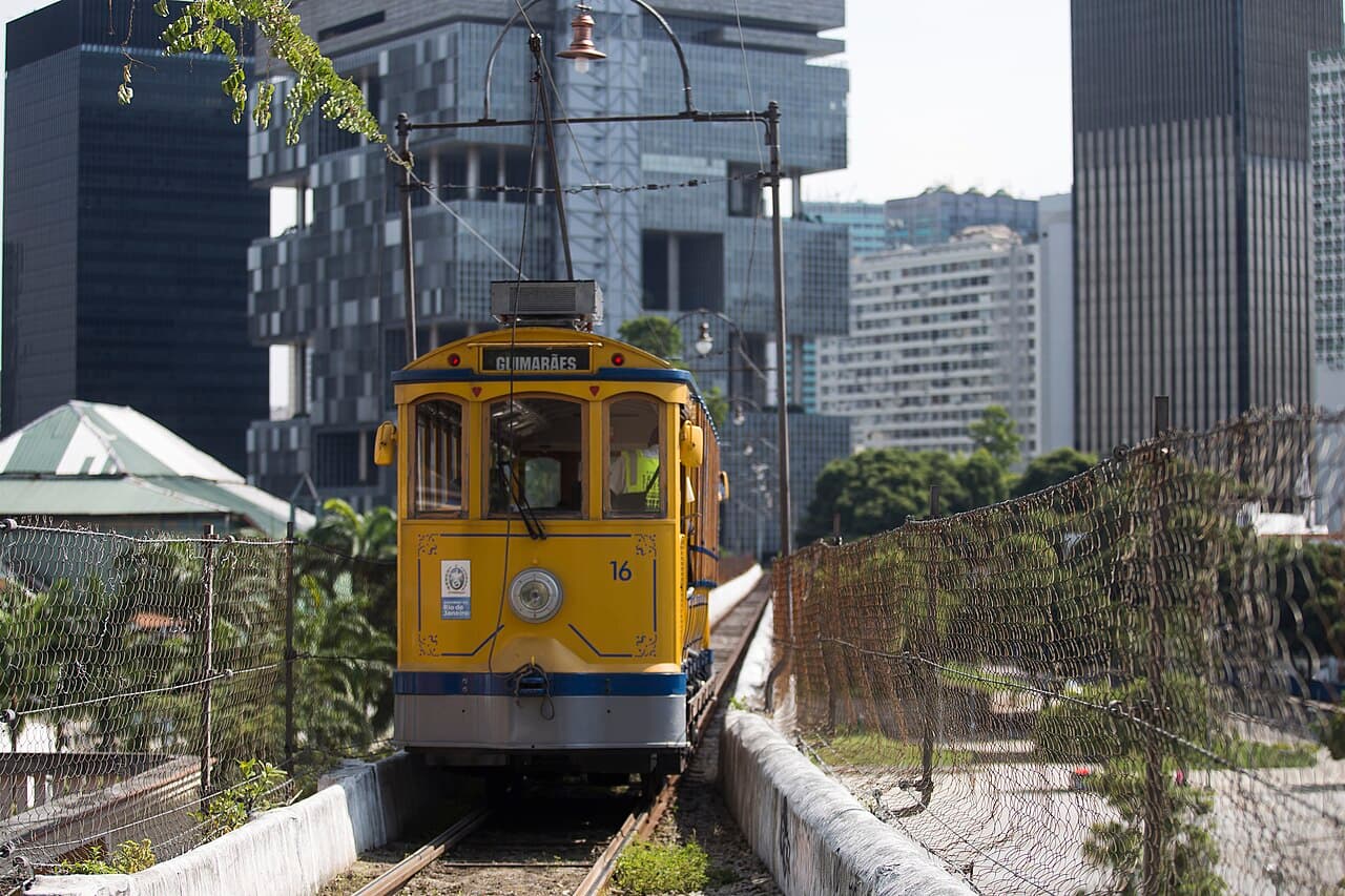 The yellow tram in Santa Teresa, Rio de Janeiro