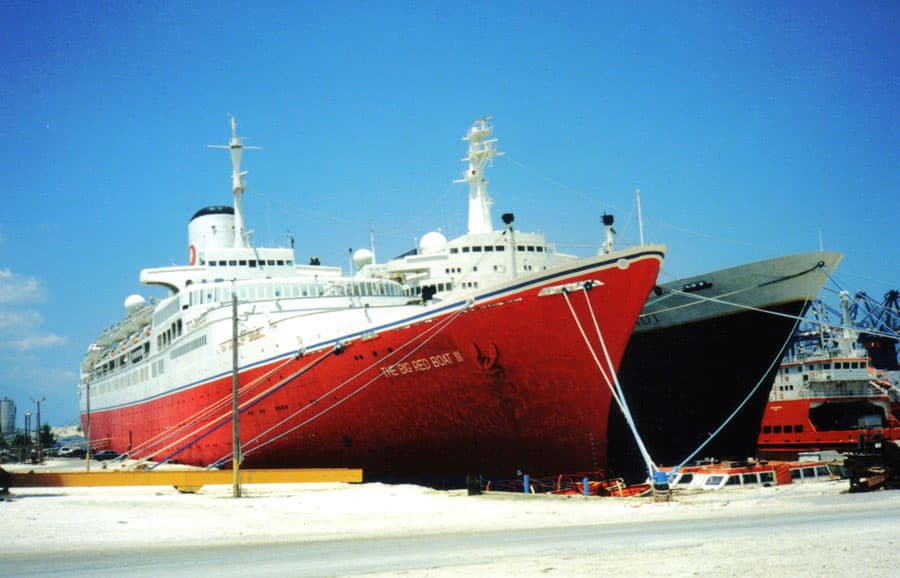 The SS Rotterdam ocean liner moored at Katendrecht