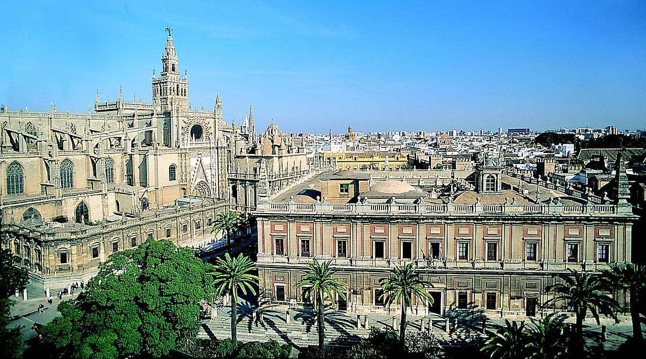 The Renaissance facade of the Archivo de Indias, Seville