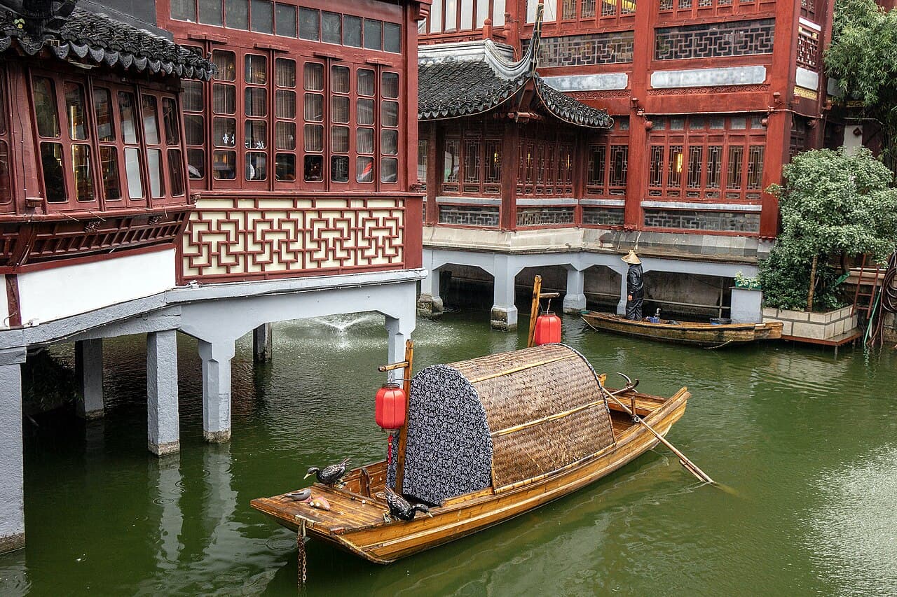 The Huxinting teahouse and zigzag bridge, Shanghai