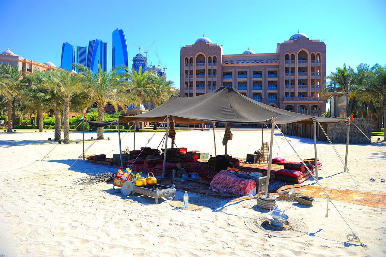 The curved Etihad Towers on the Abu Dhabi Corniche