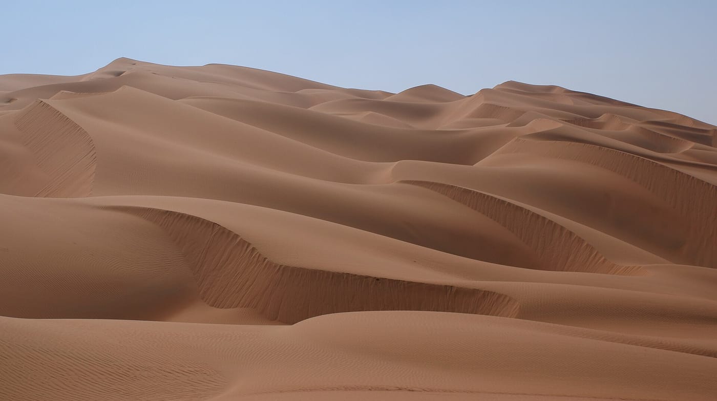 The towering sand dunes of the Liwa desert in Abu Dhabi