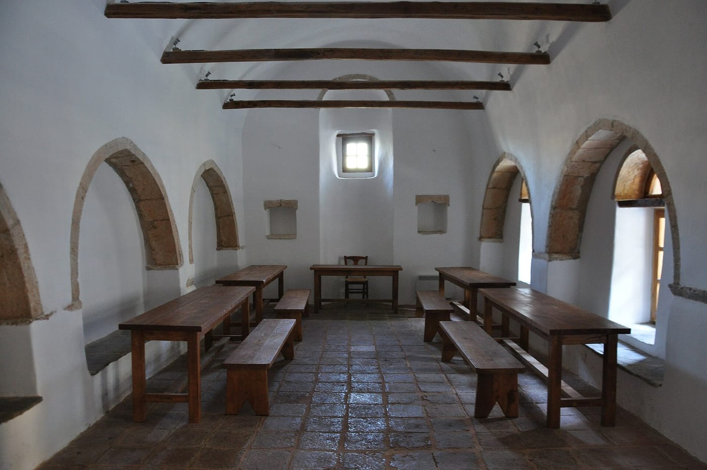 The stone refectory of the Kaisariani Monastery near Athens