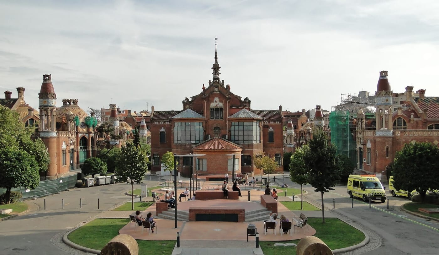 The mosaic pavilions of the Art Nouveau Hospital de Sant Pau in Barcelona