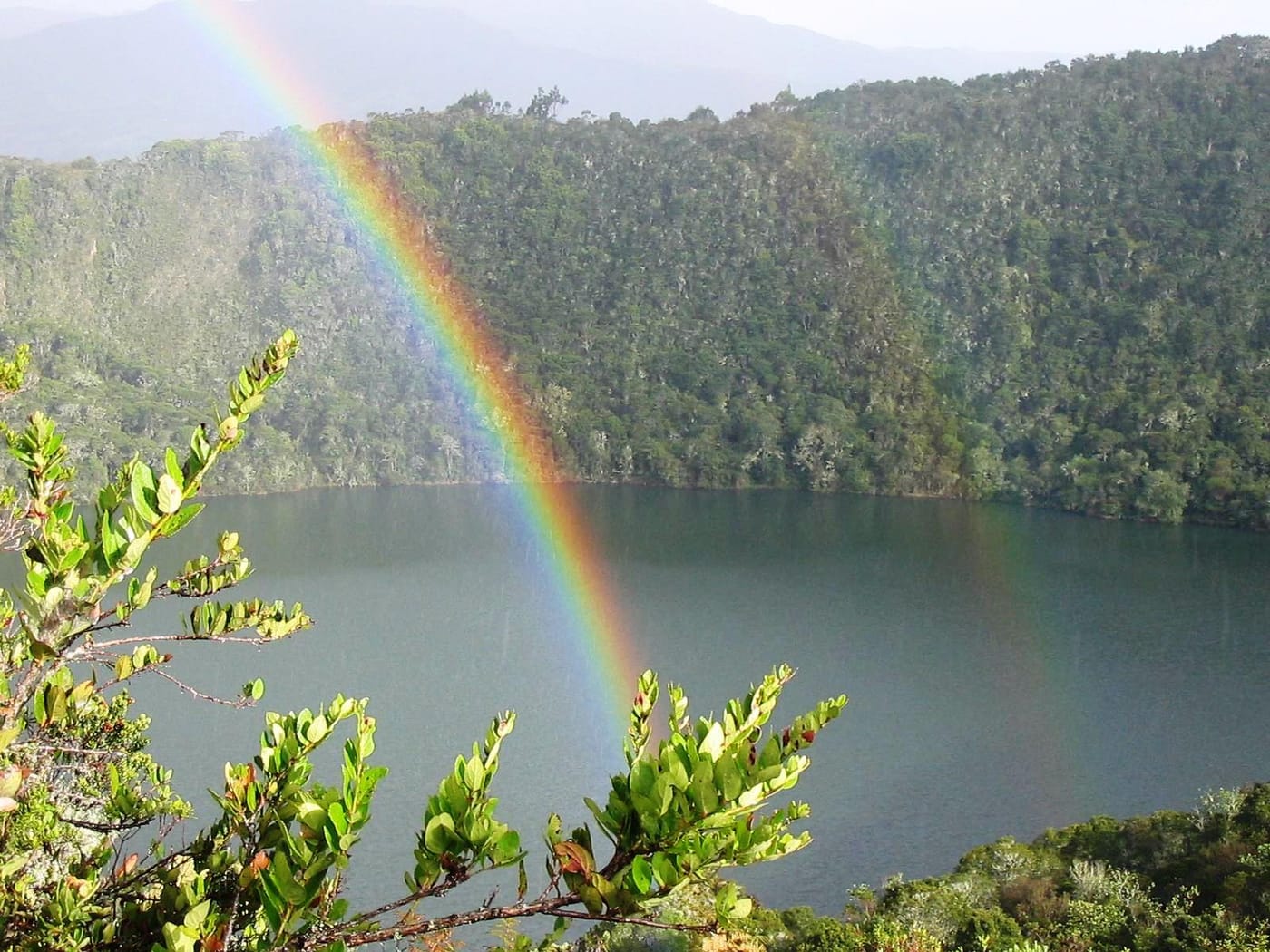 The circular crater lake of Guatavita near Bogotá