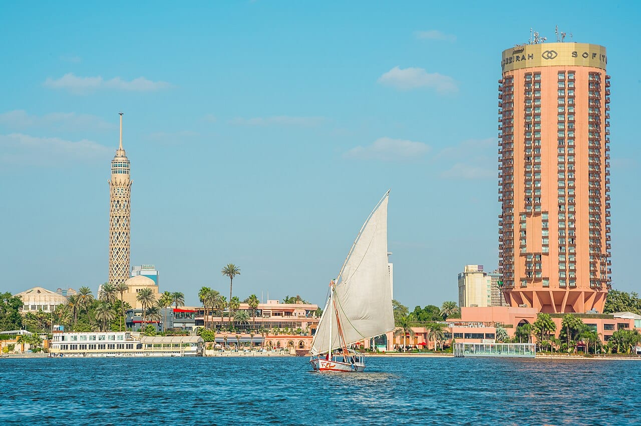 A felucca sailing on the Nile, Cairo
