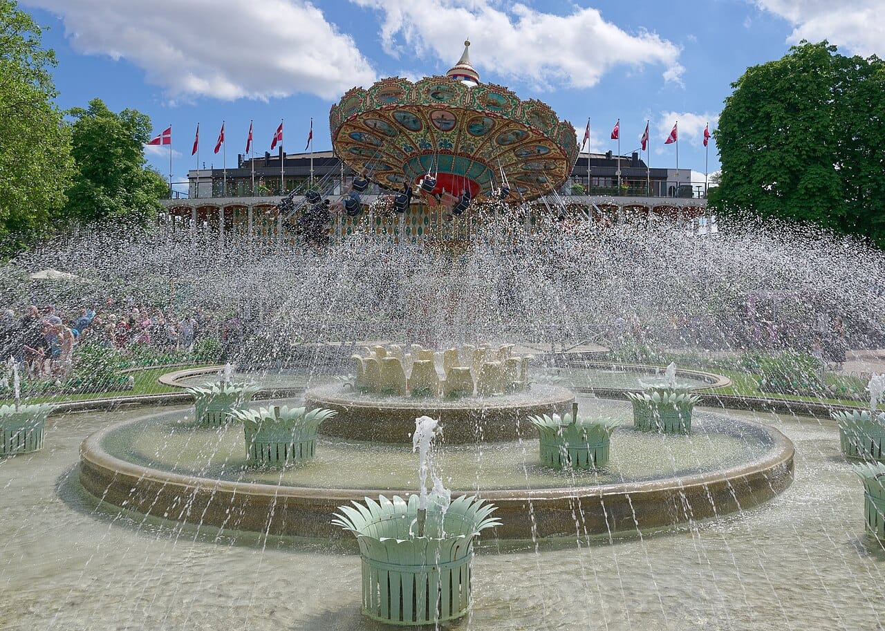 Tivoli Gardens at dusk, Copenhagen