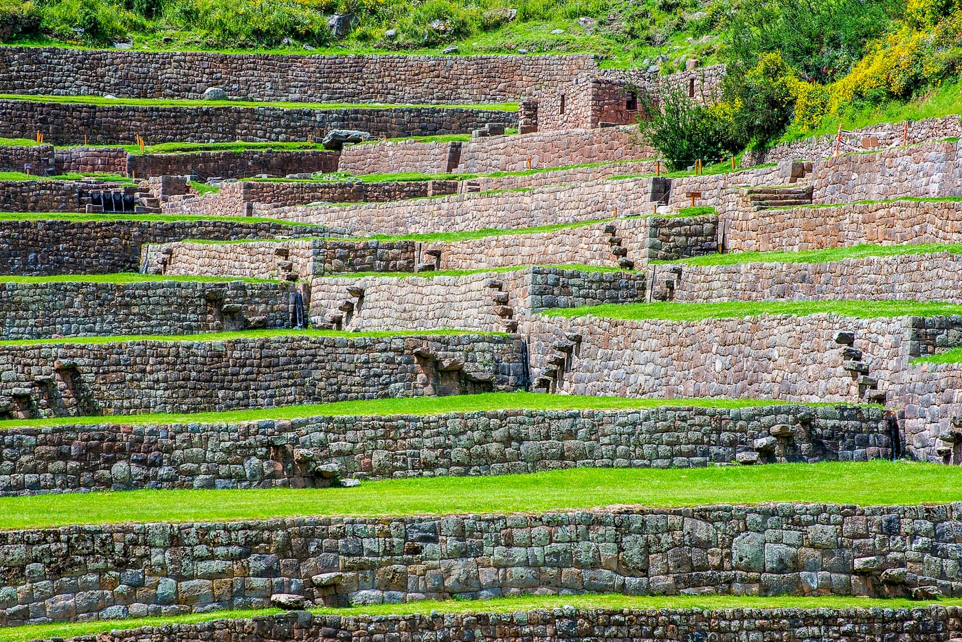 The terraces and water channels of the Inca site of Tipón near Cusco