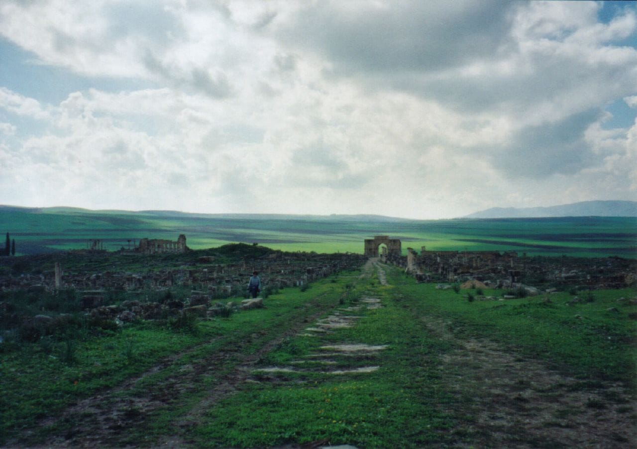 The Roman ruins of Volubilis in the fields near Fez
