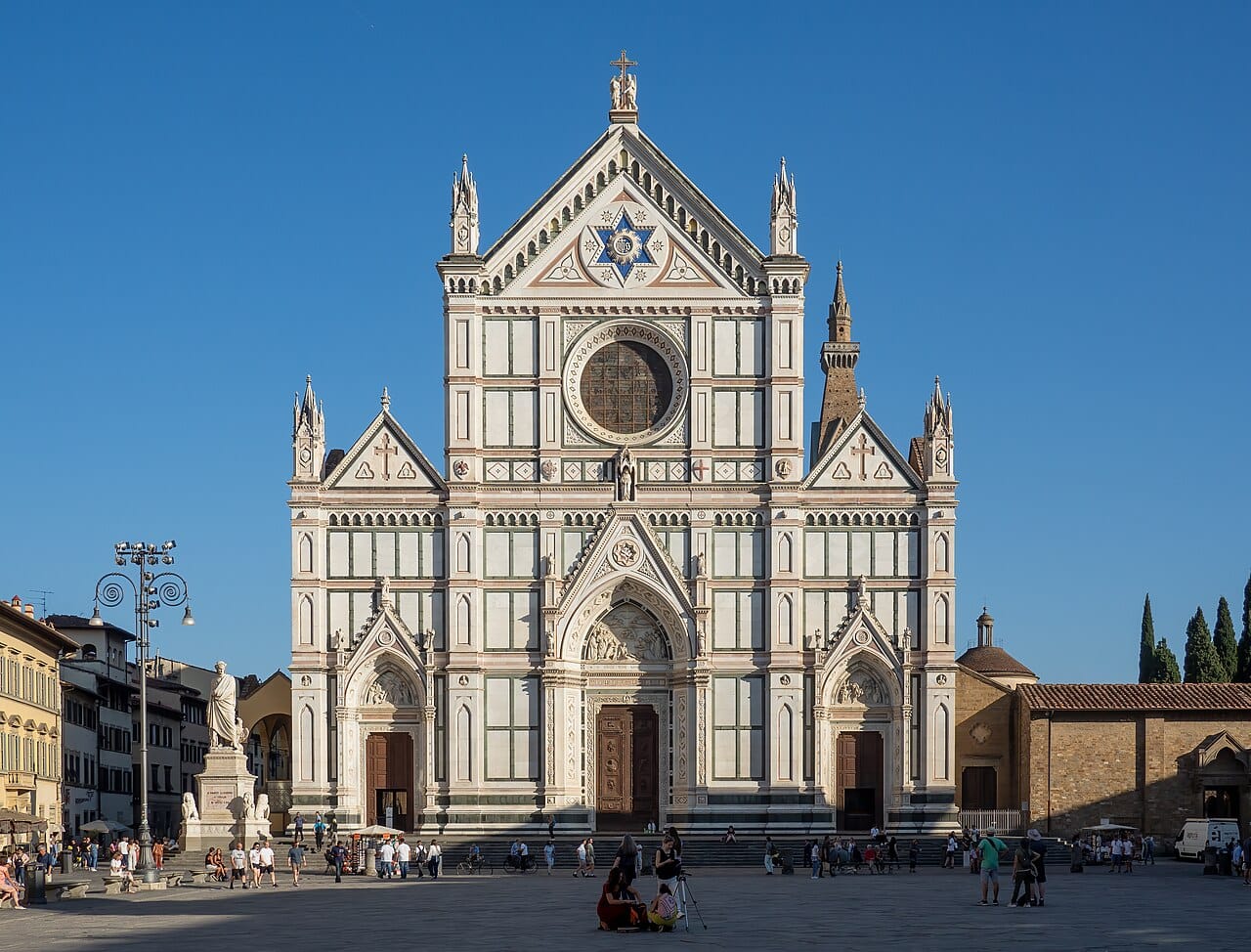 The marble facade of the Basilica di Santa Croce, Florence