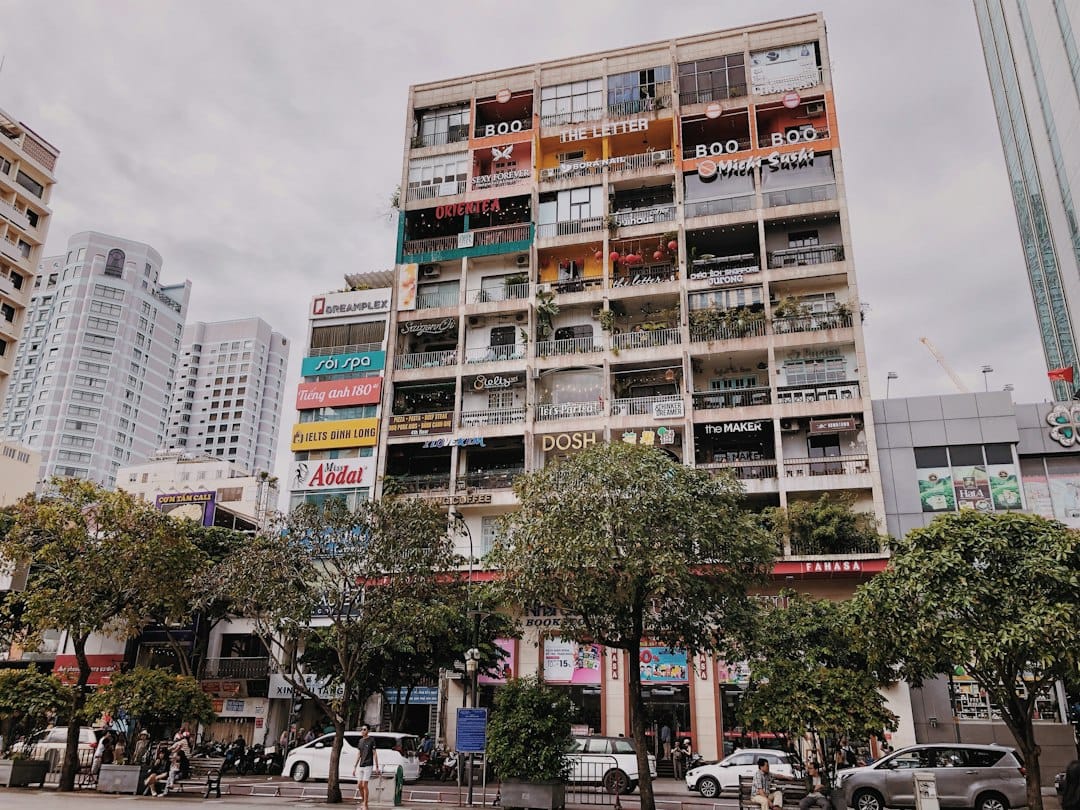 The multi-storey Cafe Apartment block full of cafés on Nguyen Hue, Saigon