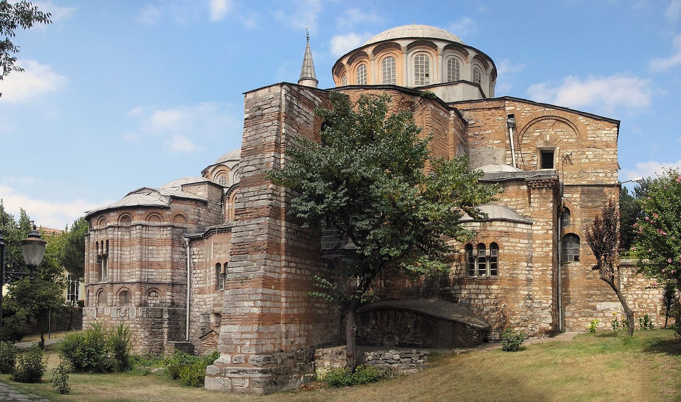 The stone exterior of the Byzantine Chora Church in Istanbul