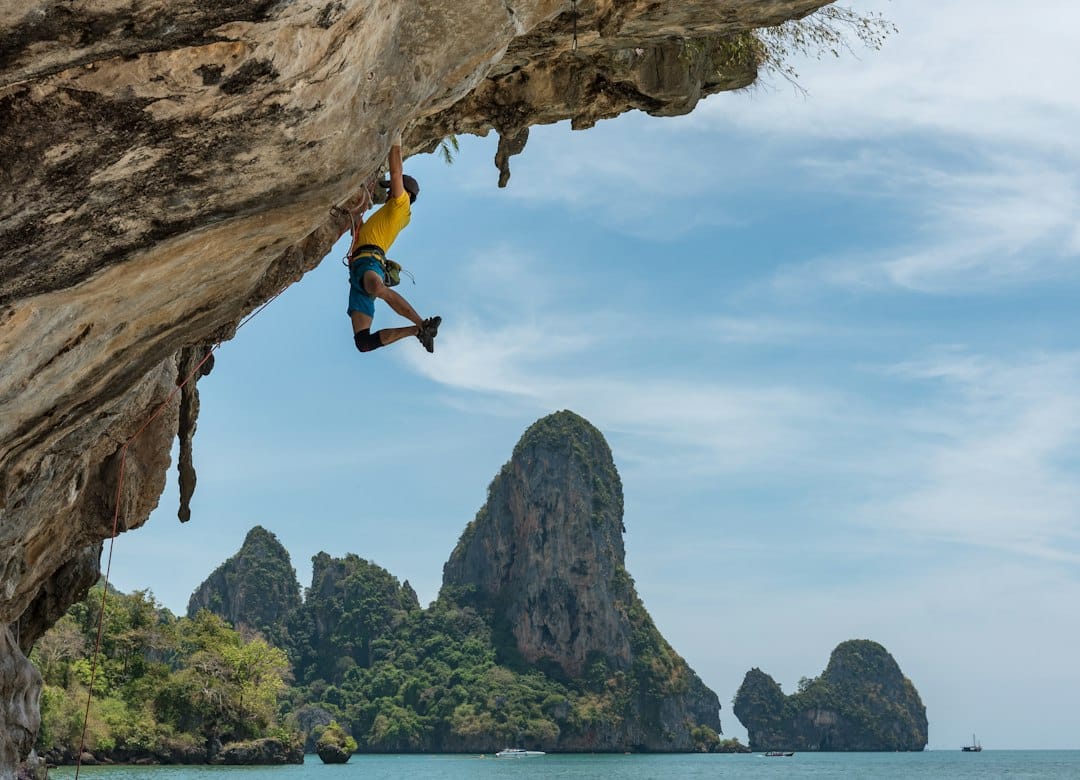 Rock climbing on the cliffs of Railay, Krabi