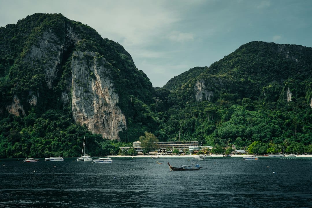 The view over karst islands and sea from the Dragon Crest viewpoint in Krabi