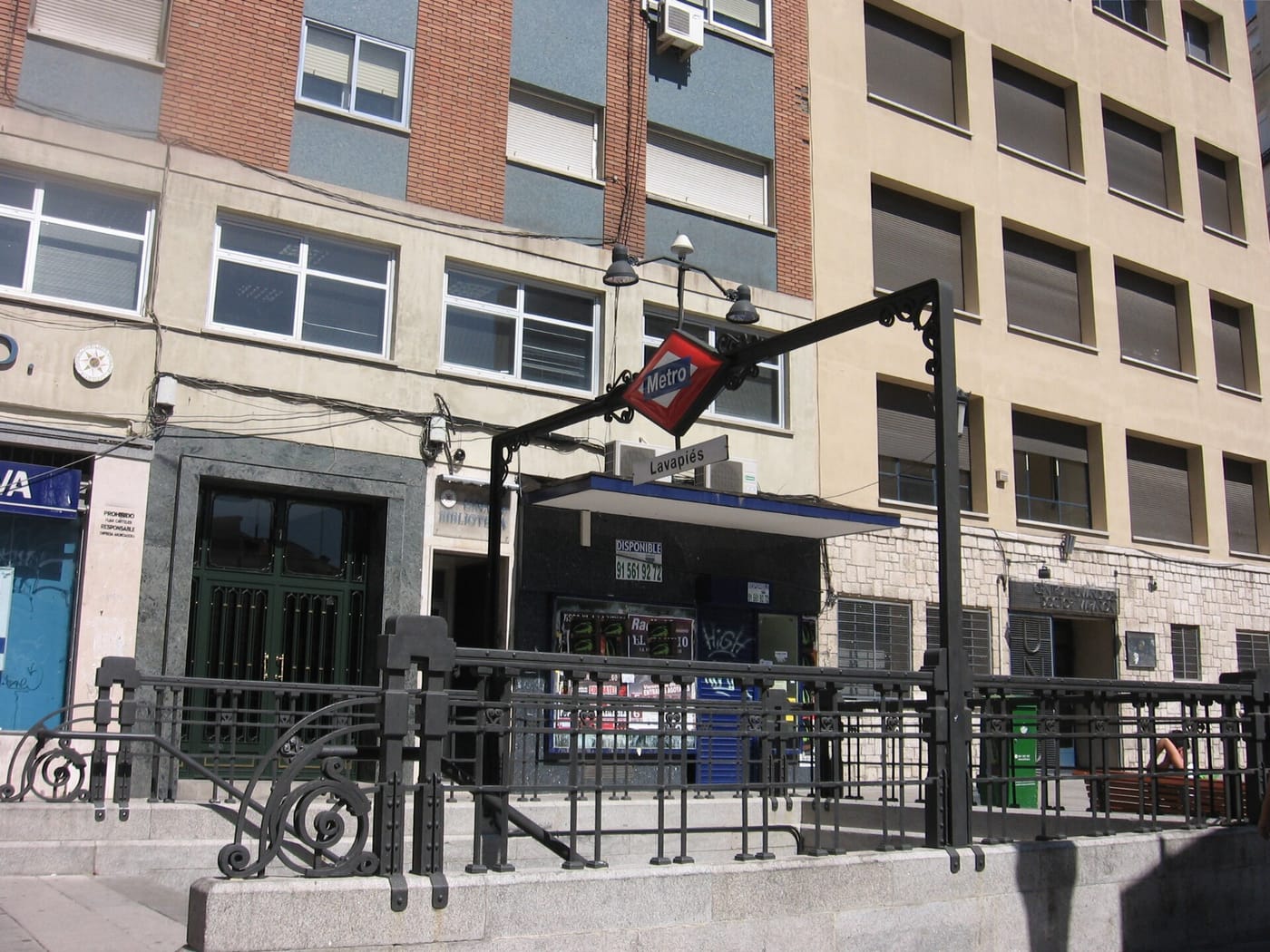 A lively street corner in the Lavapiés district of Madrid