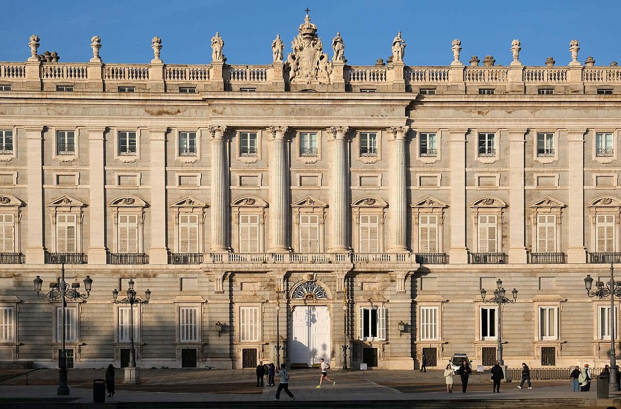 The Royal Palace of Madrid seen across its courtyard