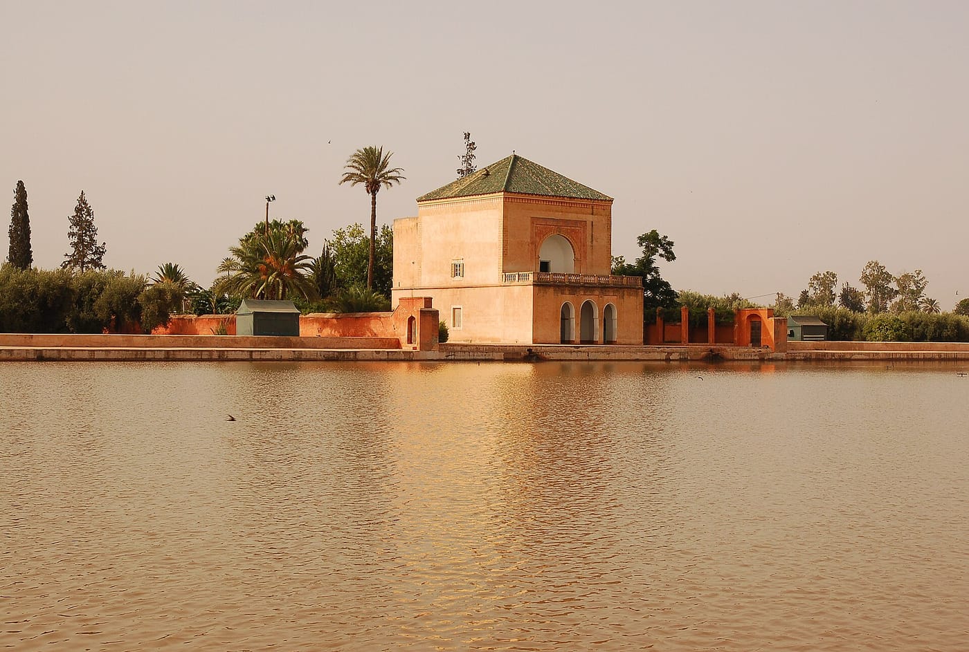 The pavilion and reflecting pool of the Menara Gardens in Marrakech