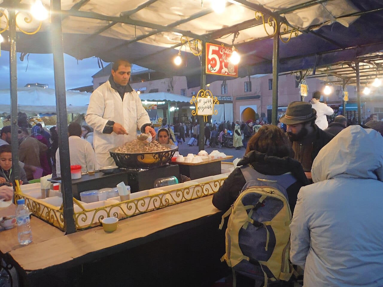 Food stalls at night on the Jemaa el-Fnaa, Marrakech