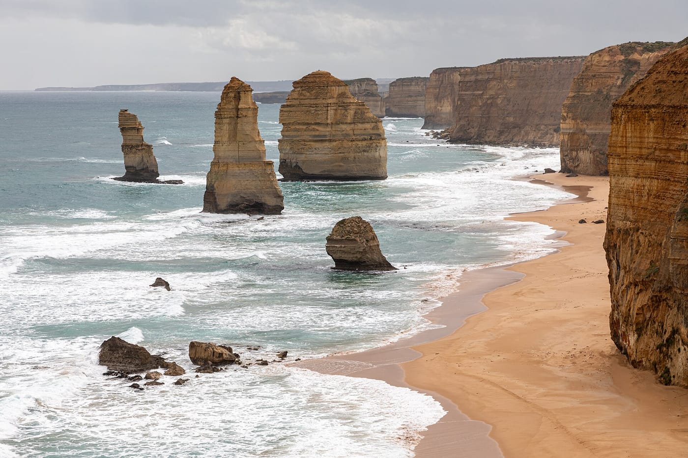 The Twelve Apostles rock stacks on the Great Ocean Road in Victoria