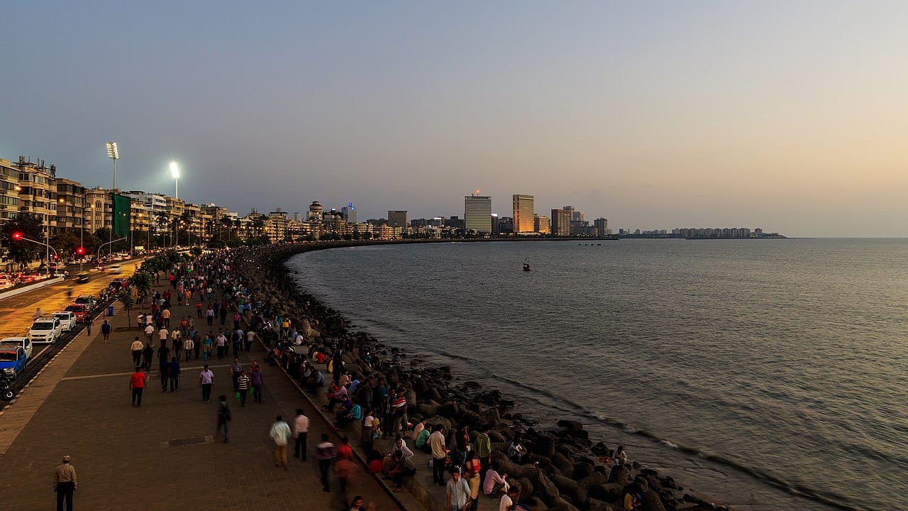 Marine Drive at dusk, Mumbai