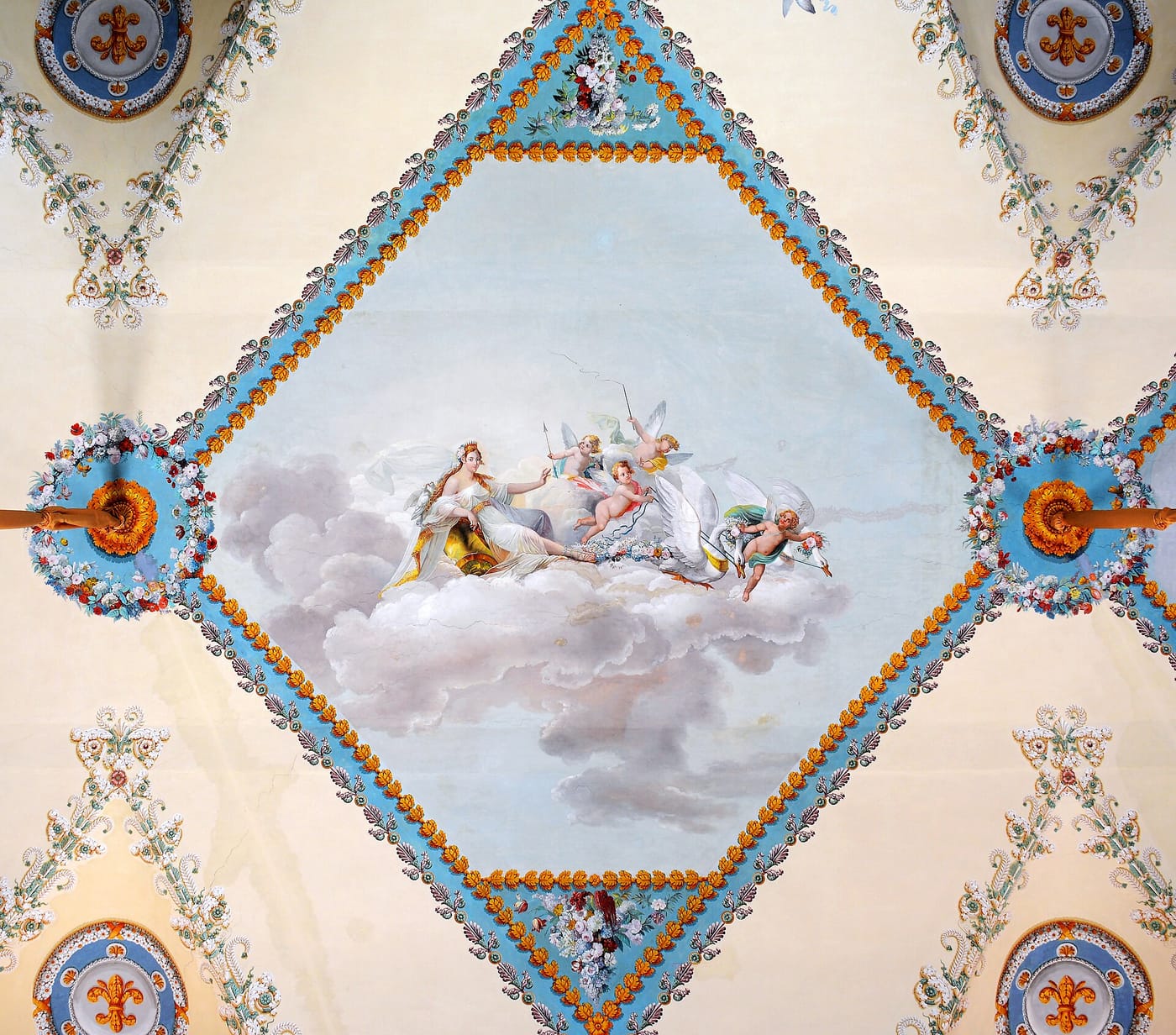 A frescoed ceiling in the Museo di Capodimonte in Naples