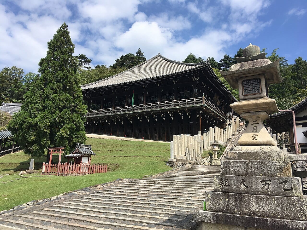 The veranda of Nigatsu-do Hall overlooking Nara