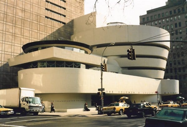The white spiral exterior of the Guggenheim Museum in New York