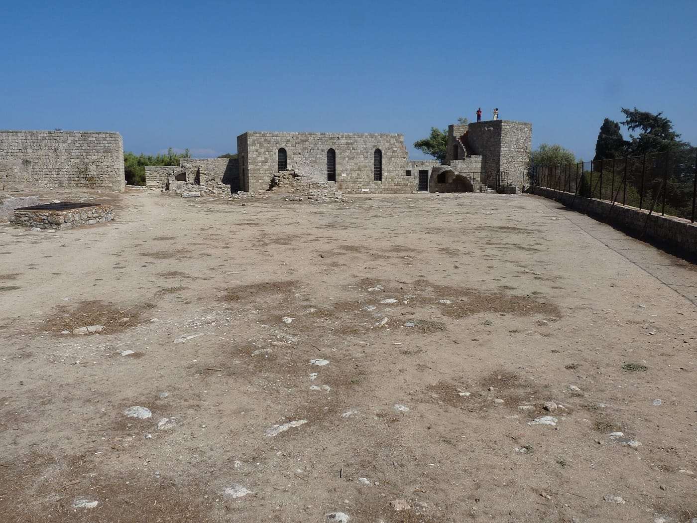 The monastery walls on the hill of Filerimos in Rhodes