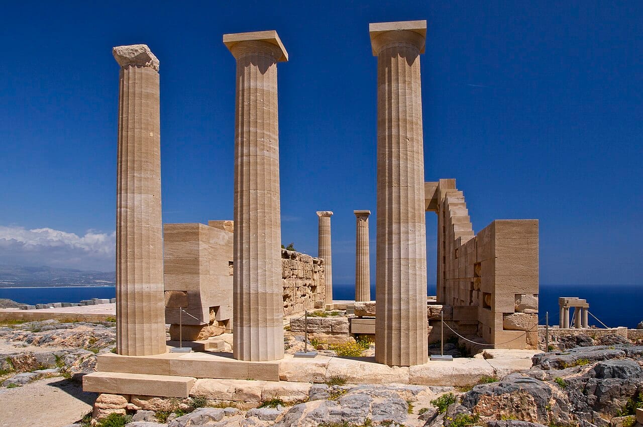 The clifftop Acropolis above Lindos, Rhodes
