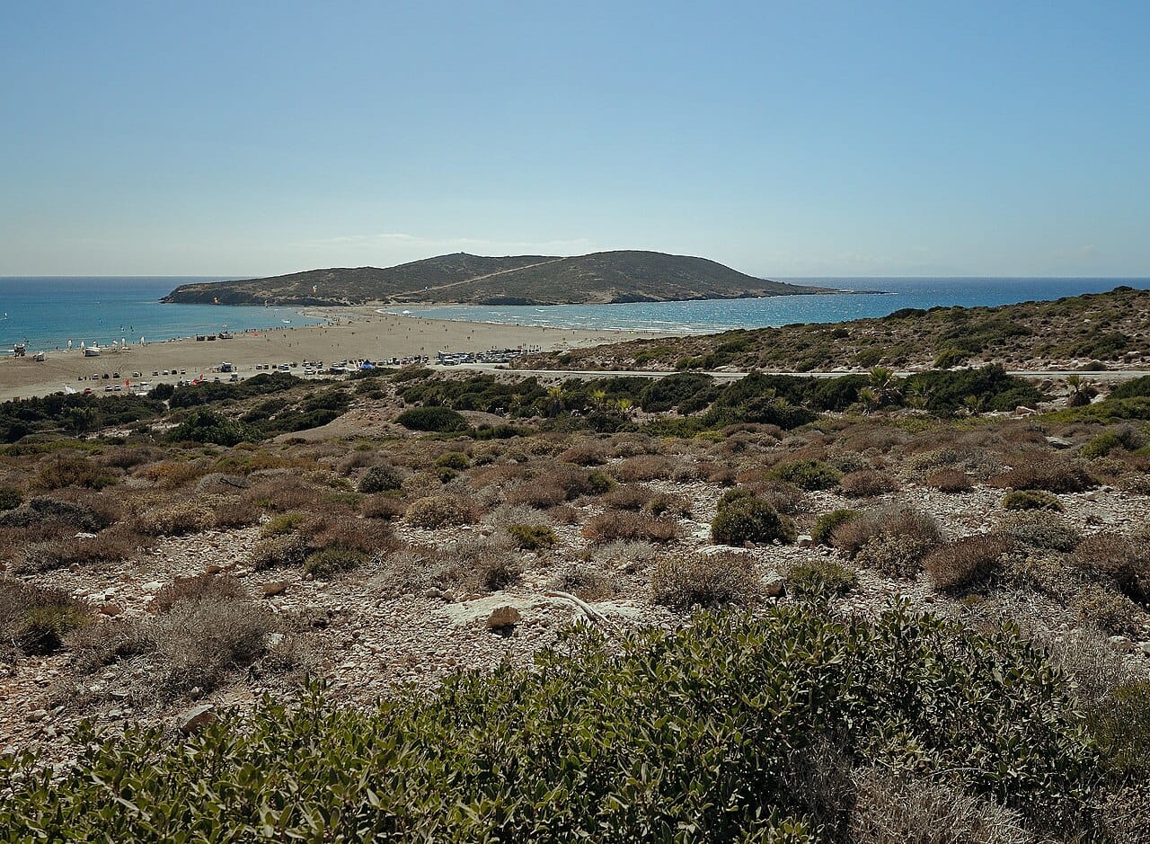 The sandbar at Prasonisi, southern Rhodes