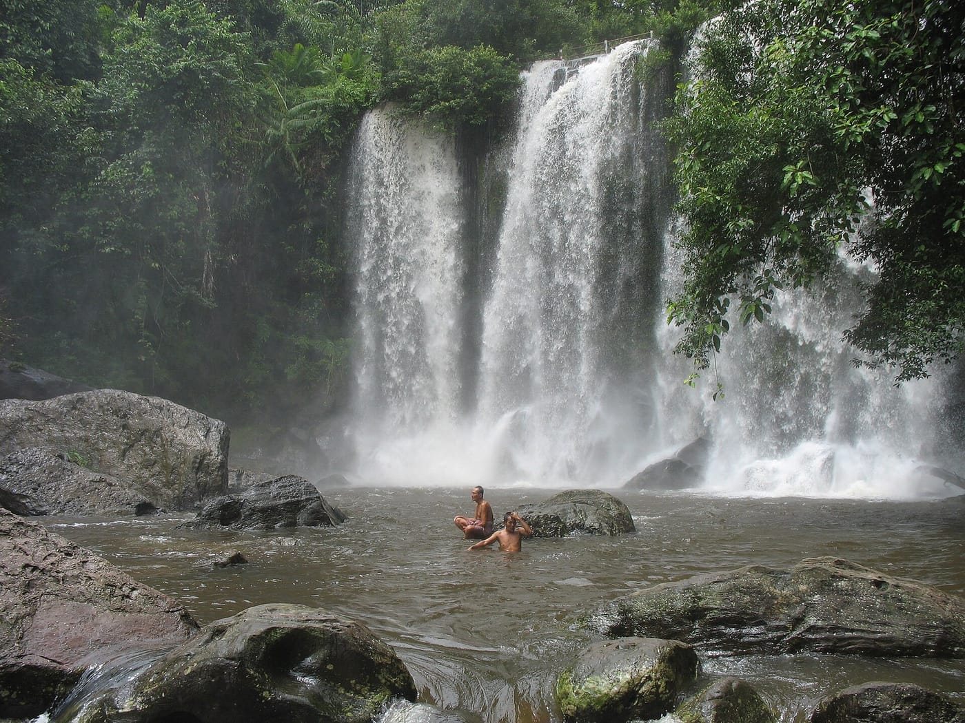 The waterfall on Phnom Kulen mountain in Cambodia