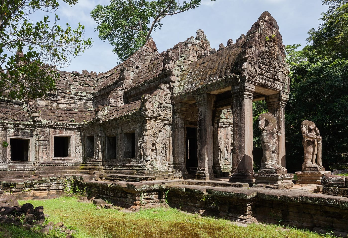 The stone galleries of the Preah Khan temple at Angkor