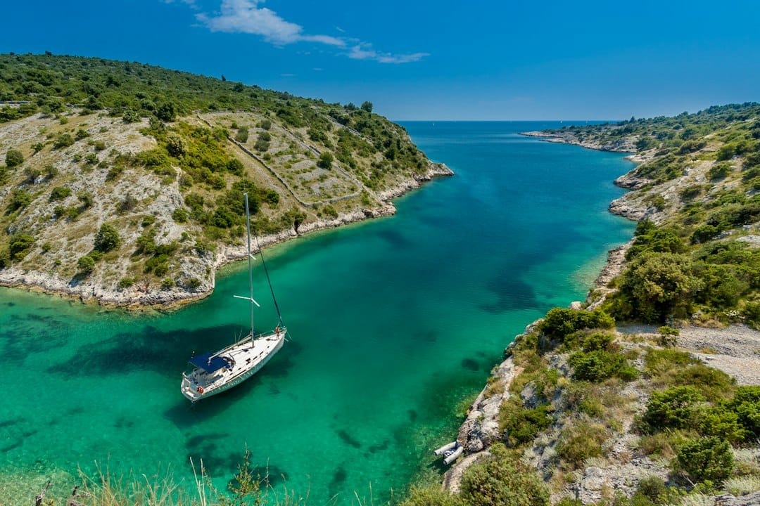 The turquoise water of the Blue Lagoon near Split