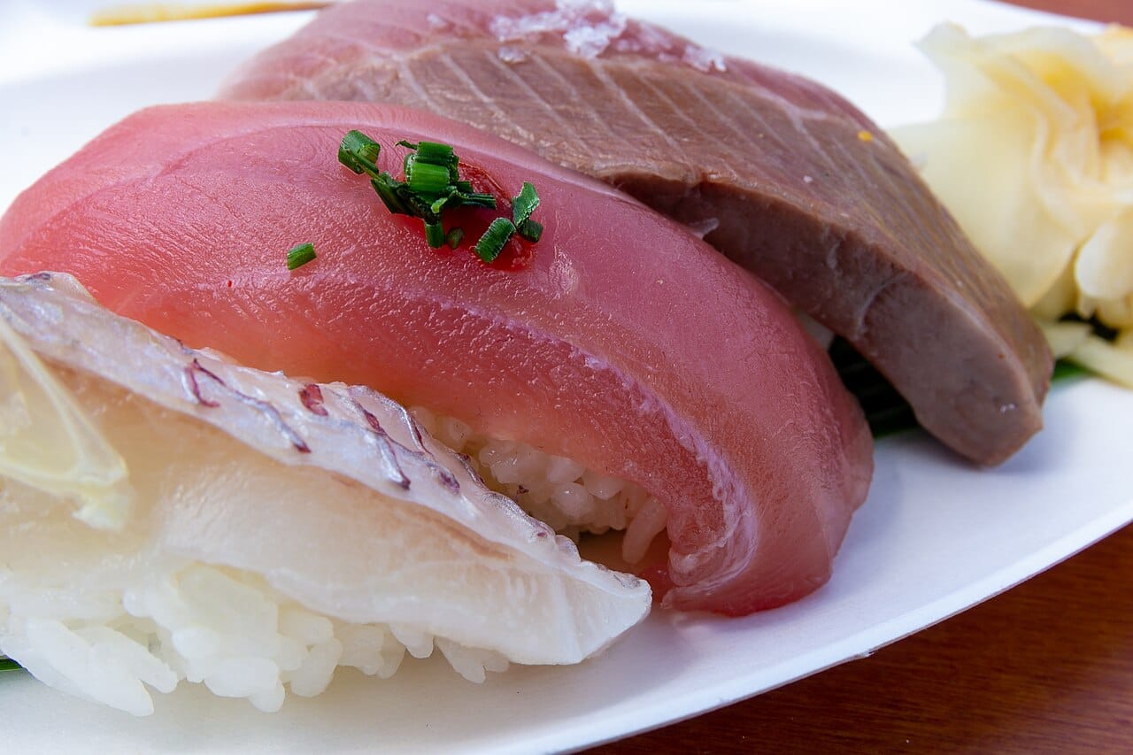 A plate of nigiri sushi, Tokyo