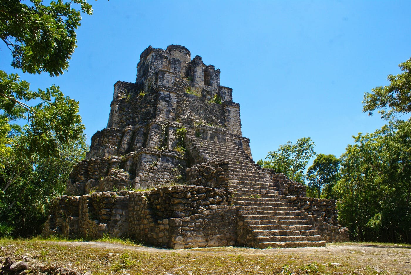 The jungle pyramid of the Maya ruins of Muyil near Tulum