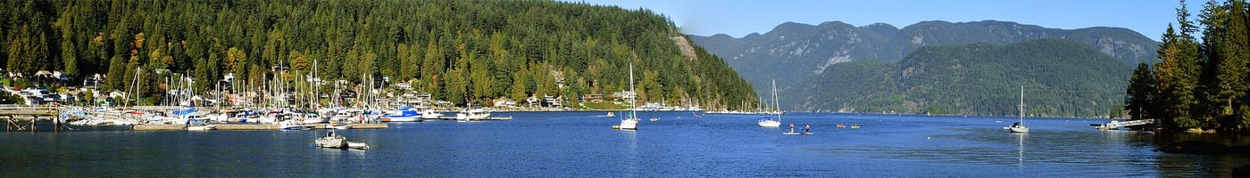 Sailboats in the fjord at Deep Cove near Vancouver
