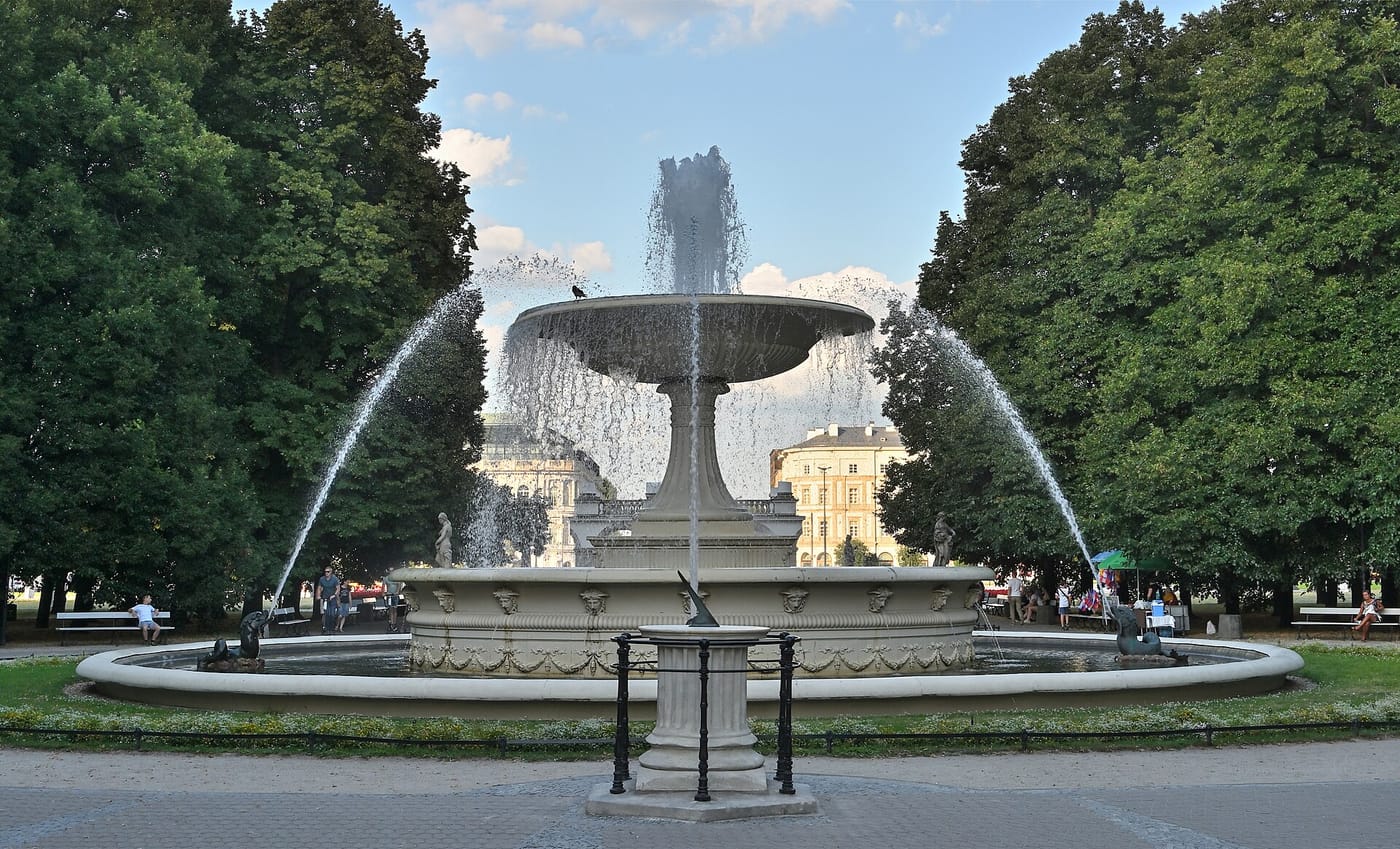 The baroque fountain in the Saxon Garden in Warsaw